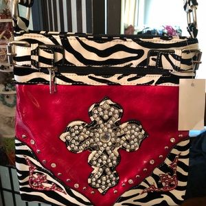 Western Rhinestone Cross Hipster Body Style Purse